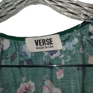 Verse Women’s Boho Floral Short Sleeve V-Neck Blouse Multicolored